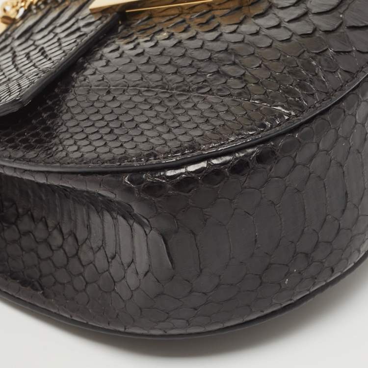 Pre Owned Chloe Black Python Small Drew Shoulder Bag