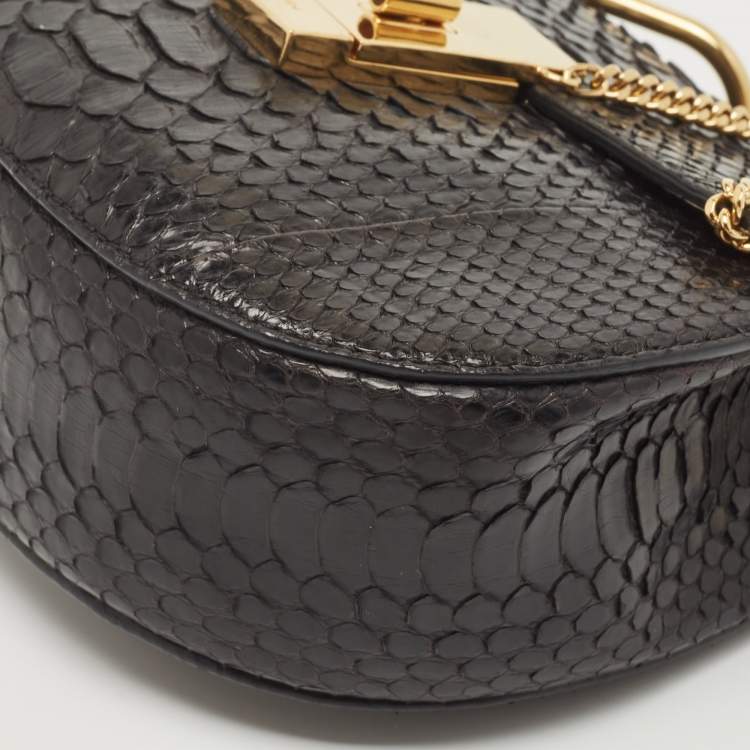 Pre Owned Chloe Black Python Small Drew Shoulder Bag