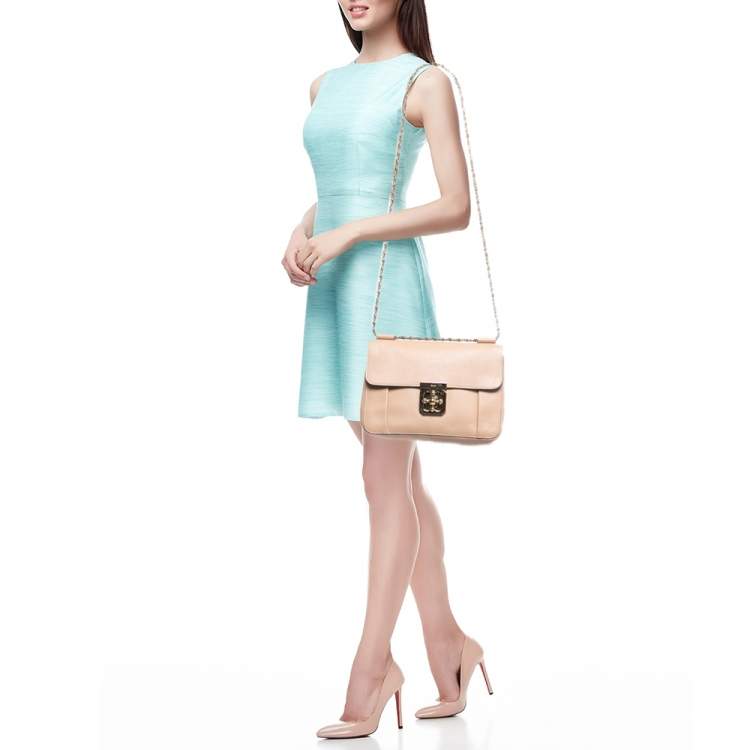مملوكة مسبقًا Chloe Beige Leather Medium Elsie Shoulder Bag