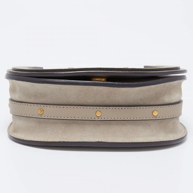 Pre Owned Chloe Beige Leather and Suede Small Nile Bracelet Crossbody Bag