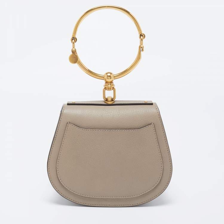 Pre Owned Chloe Beige Leather and Suede Small Nile Bracelet Crossbody Bag