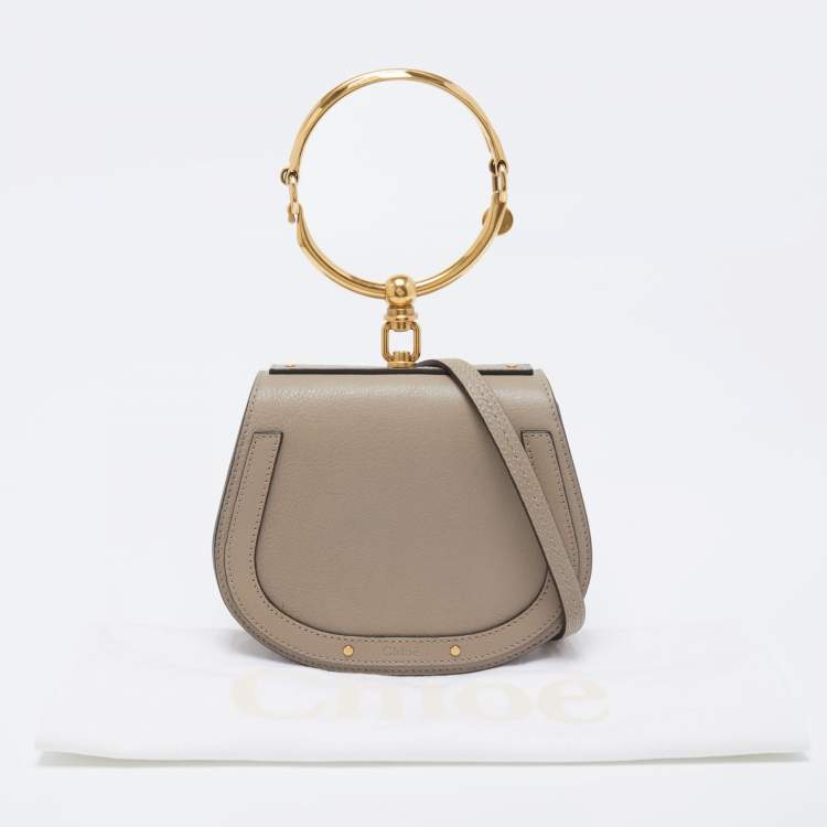 Pre Owned Chloe Beige Leather and Suede Small Nile Bracelet Crossbody Bag