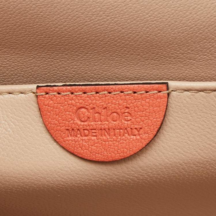 Pre Owned Chloe Coral Orange Leather Medium Elsie Shoulder Bag