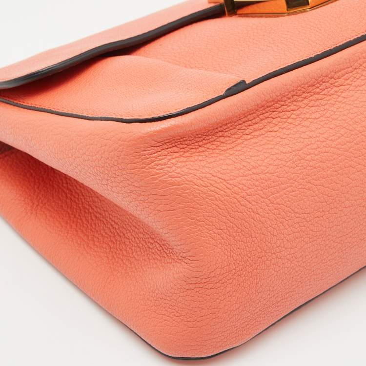Pre Owned Chloe Coral Orange Leather Medium Elsie Shoulder Bag