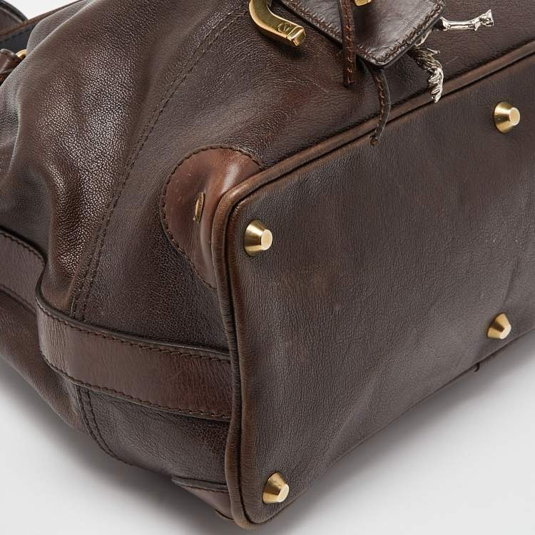 Pre Owned Chloe Dark Brown/Black  Leather Kerala Dome Satchel