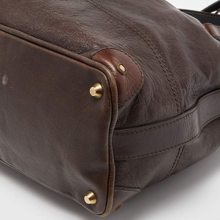 Pre Owned Chloe Dark Brown/Black  Leather Kerala Dome Satchel