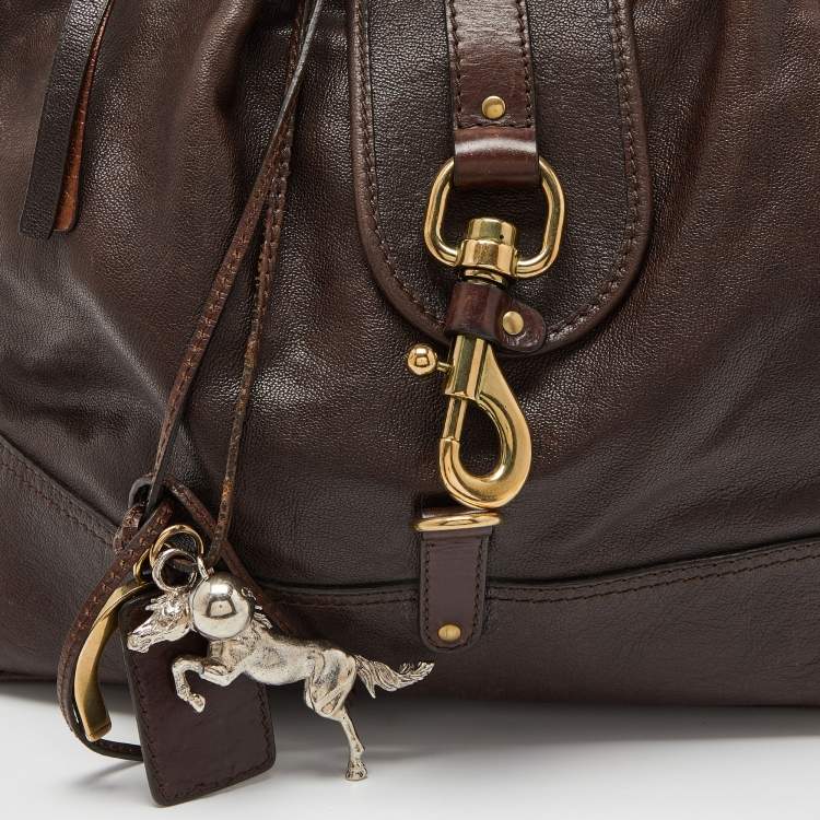 Pre Owned Chloe Dark Brown/Black  Leather Kerala Dome Satchel