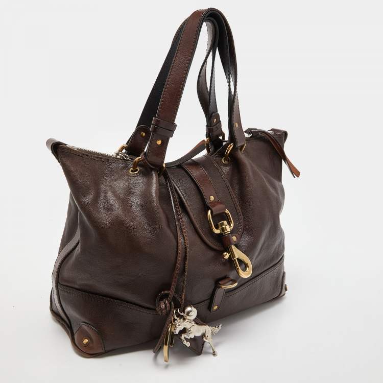 Pre Owned Chloe Dark Brown/Black  Leather Kerala Dome Satchel
