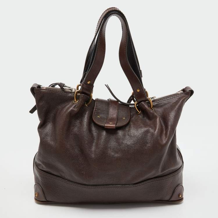 Pre Owned Chloe Dark Brown/Black  Leather Kerala Dome Satchel
