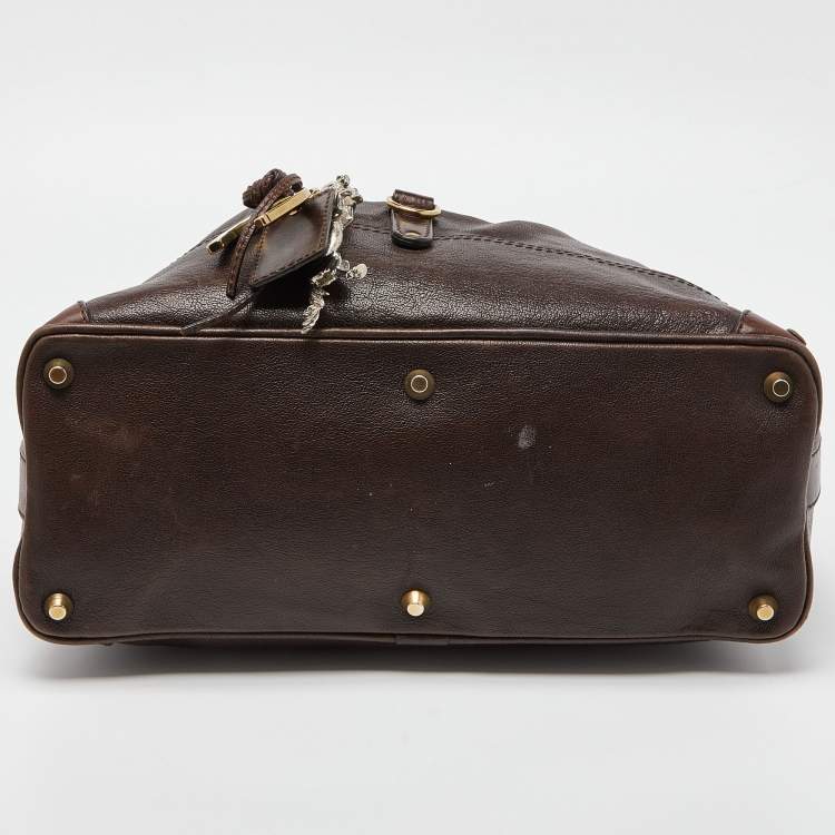 Pre Owned Chloe Dark Brown/Black  Leather Kerala Dome Satchel
