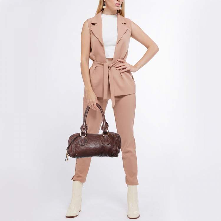 Chloe Paddington Aurora ボストン T25030506 Chloe Paddington Aurora Boston Bag Red Gold Hardware Leather