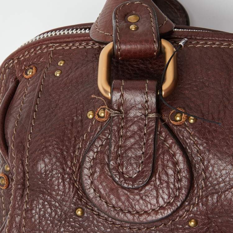 Pre Owned Chloe Burgundy Leather Paddington Bag