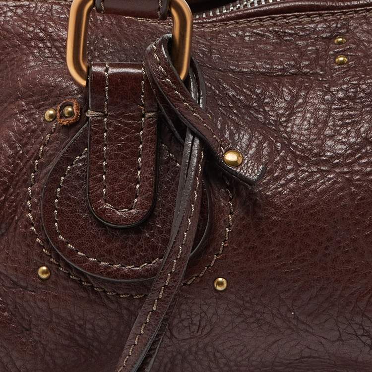 Pre Owned Chloe Burgundy Leather Paddington Bag