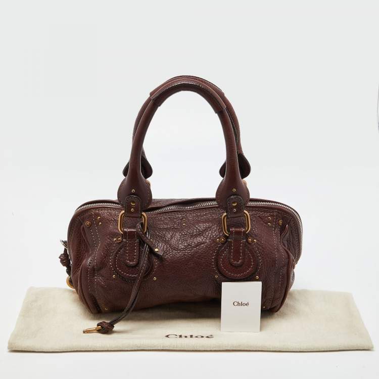Pre Owned Chloe Burgundy Leather Paddington Bag