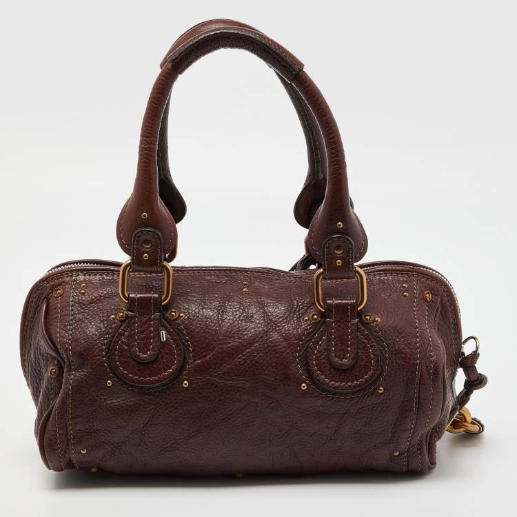 Pre Owned Chloe Burgundy Leather Paddington Bag
