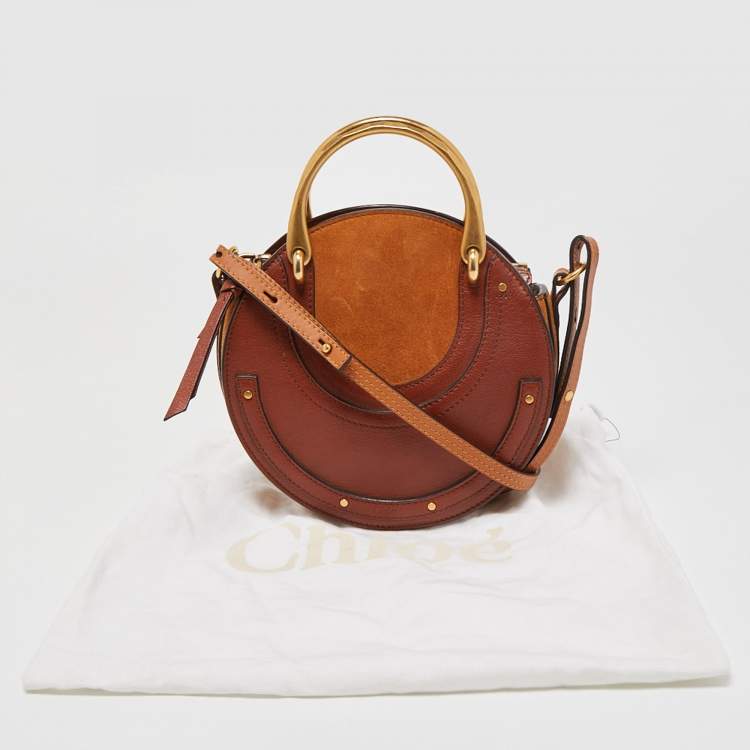Pre Owned Chloe Brown Leather and Suede Small Pixie Round Bag