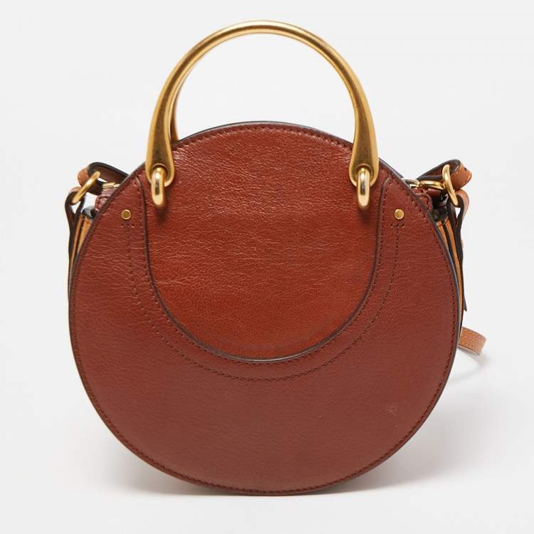 Pre Owned Chloe Brown Leather and Suede Small Pixie Round Bag