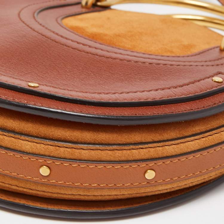 Pre Owned Chloe Brown Leather and Suede Small Pixie Round Bag