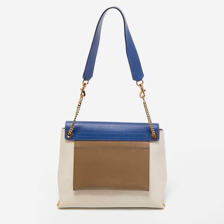Pre Owned Chloe Tri Color Leather Medium Clare Shoulder Bag