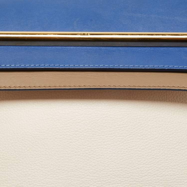 Pre Owned Chloe Tri Color Leather Medium Clare Shoulder Bag