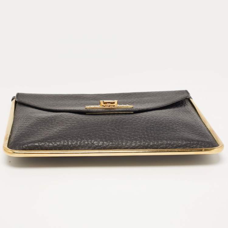 Pre Owned Chloe Black Pebbled Leather Sally Envelope Clutch