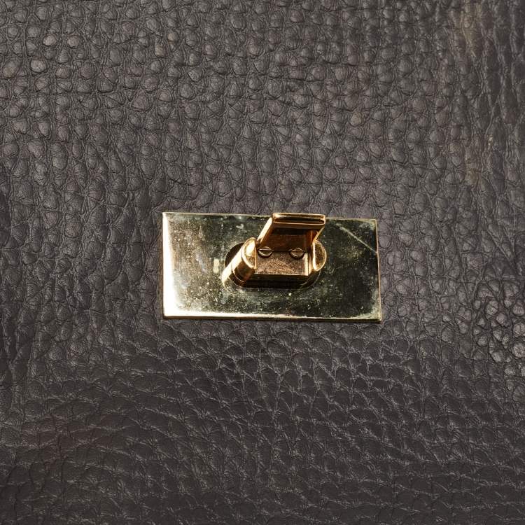 Pre Owned Chloe Black Pebbled Leather Sally Envelope Clutch