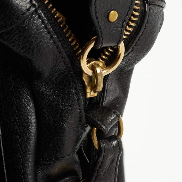 Pre Owned Chloe Black Leather Medium Paraty Shoulder Bag