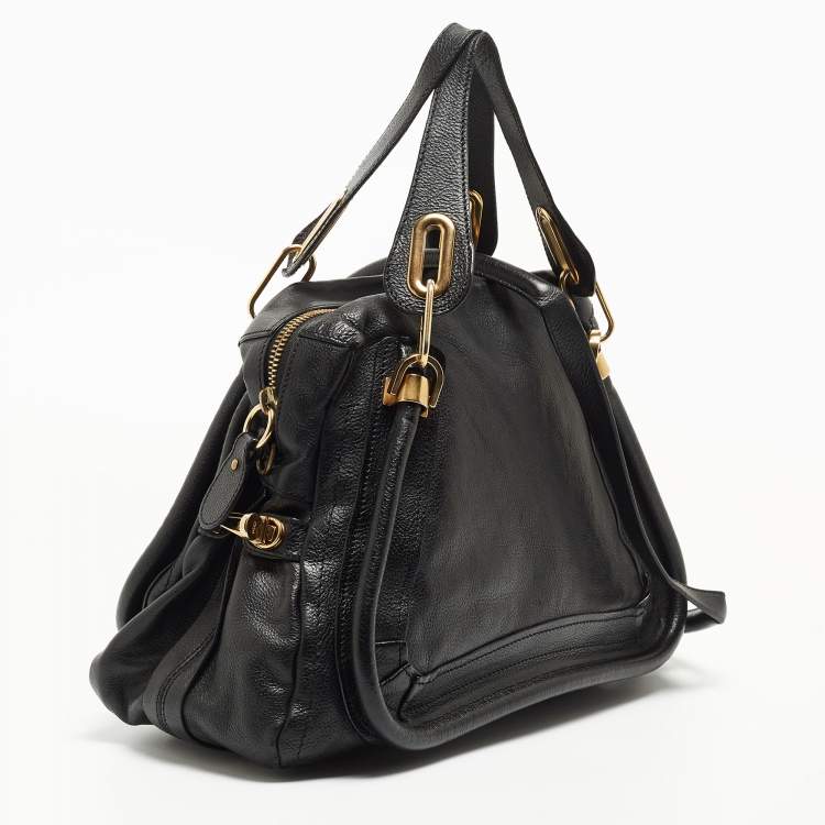 Pre Owned Chloe Black Leather Medium Paraty Shoulder Bag