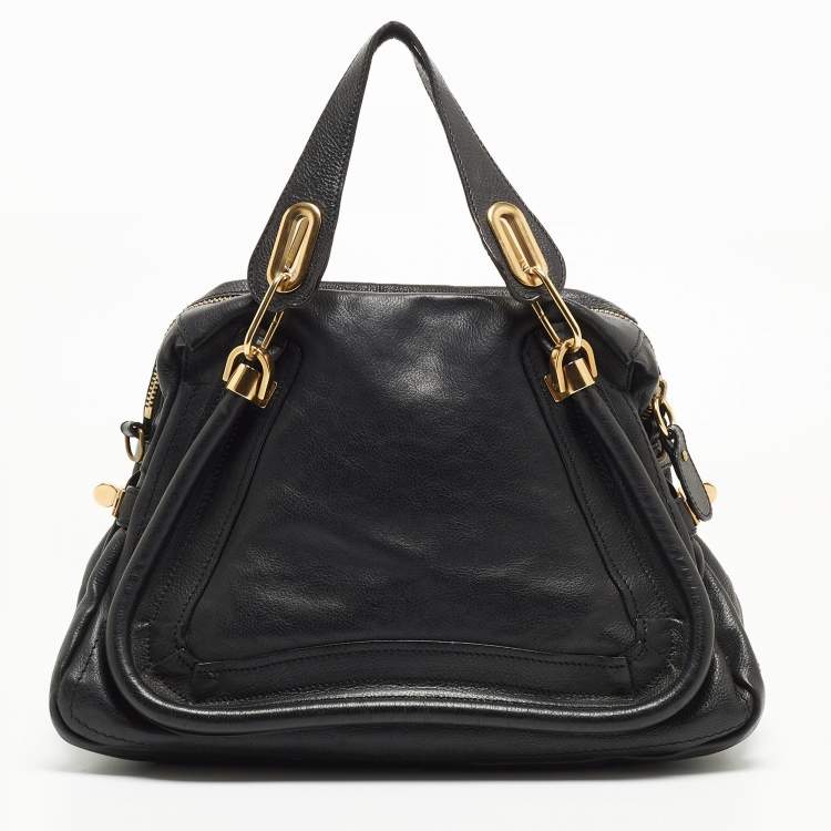 Pre Owned Chloe Black Leather Medium Paraty Shoulder Bag