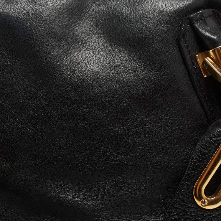 Pre Owned Chloe Black Leather Medium Paraty Shoulder Bag