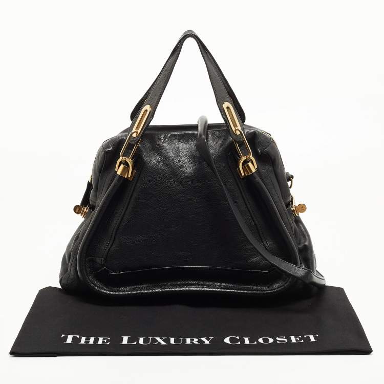Pre Owned Chloe Black Leather Medium Paraty Shoulder Bag