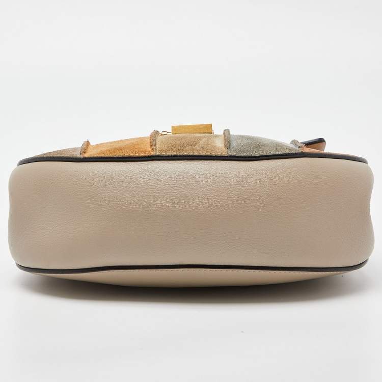 Pre Owned Chloe Multicolor Leather and Suede Medium Drew Shoulder Bag