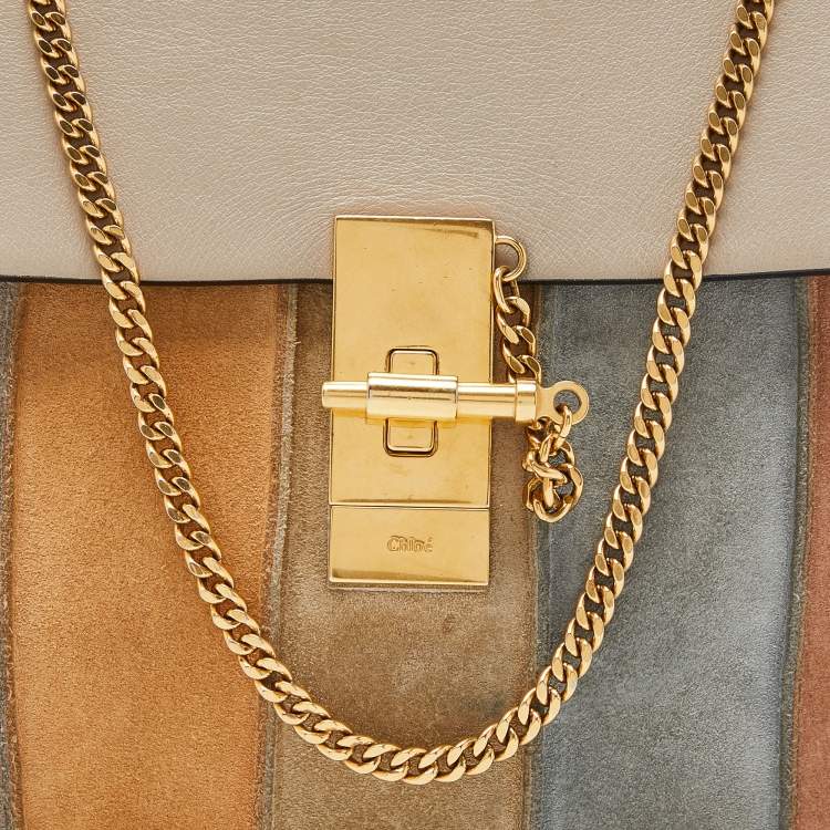 Pre Owned Chloe Multicolor Leather and Suede Medium Drew Shoulder Bag