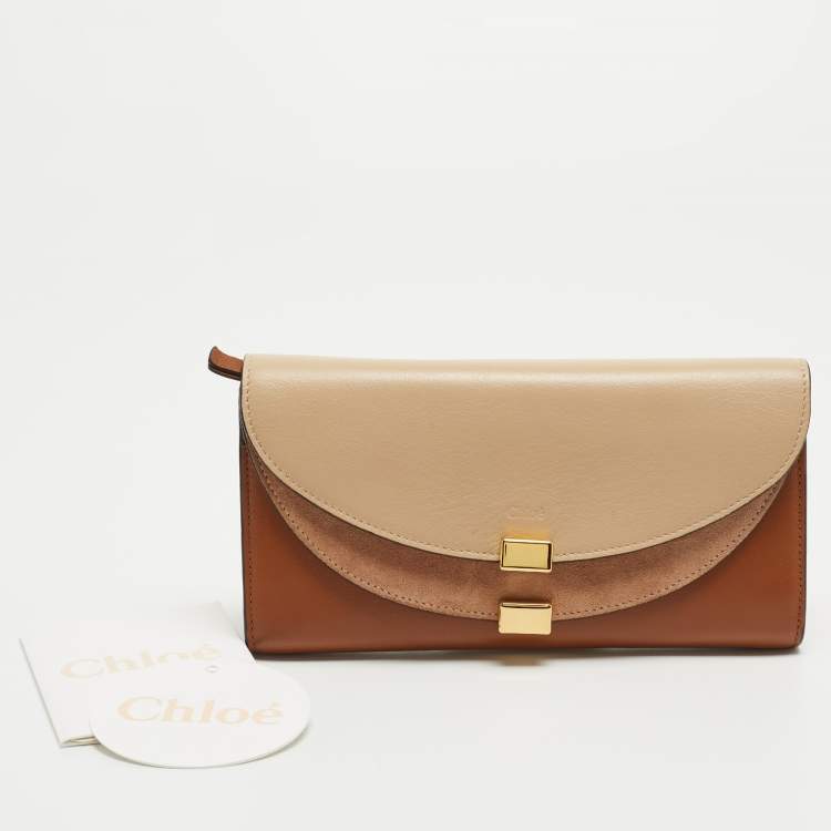 Pre Owned Chloe Tri Color Leather Georgia Continental Wallet