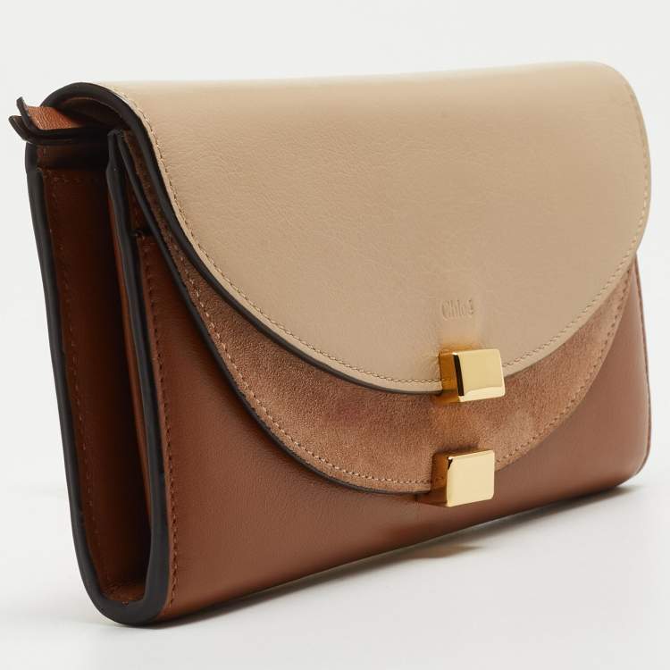 Pre Owned Chloe Tri Color Leather Georgia Continental Wallet