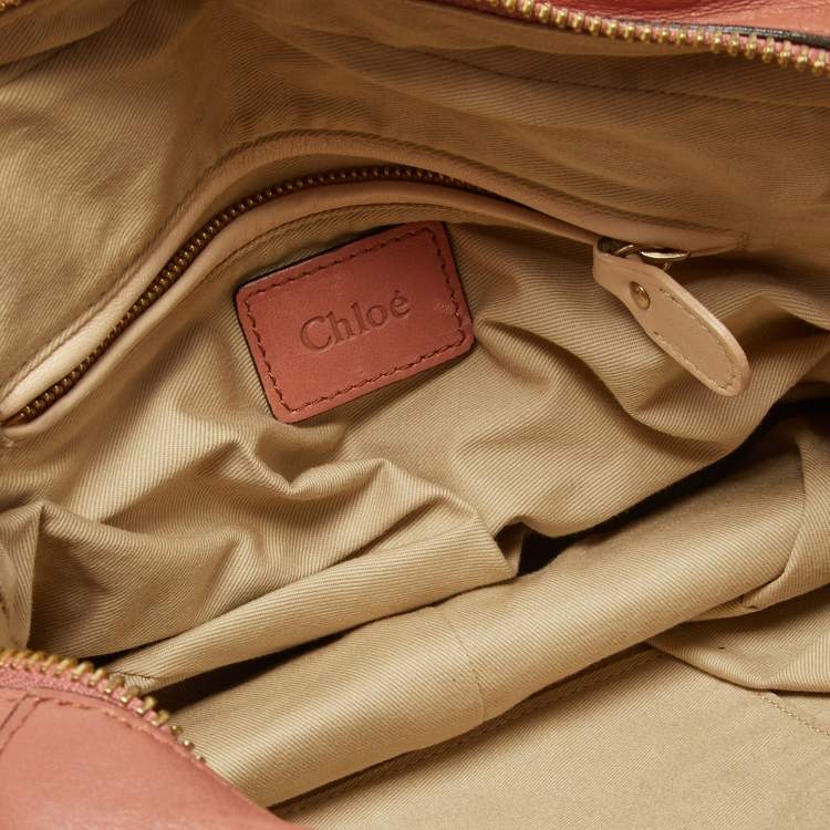 Pre Owned Chloe Peach Leather Medium Paraty Shoulder Bag