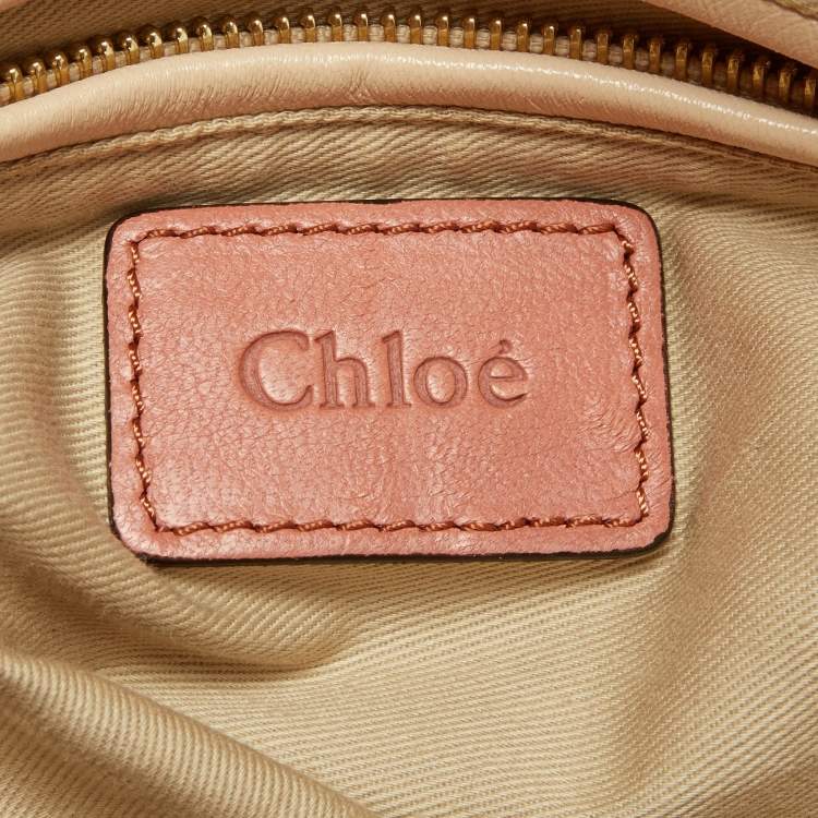 Pre Owned Chloe Peach Leather Medium Paraty Shoulder Bag