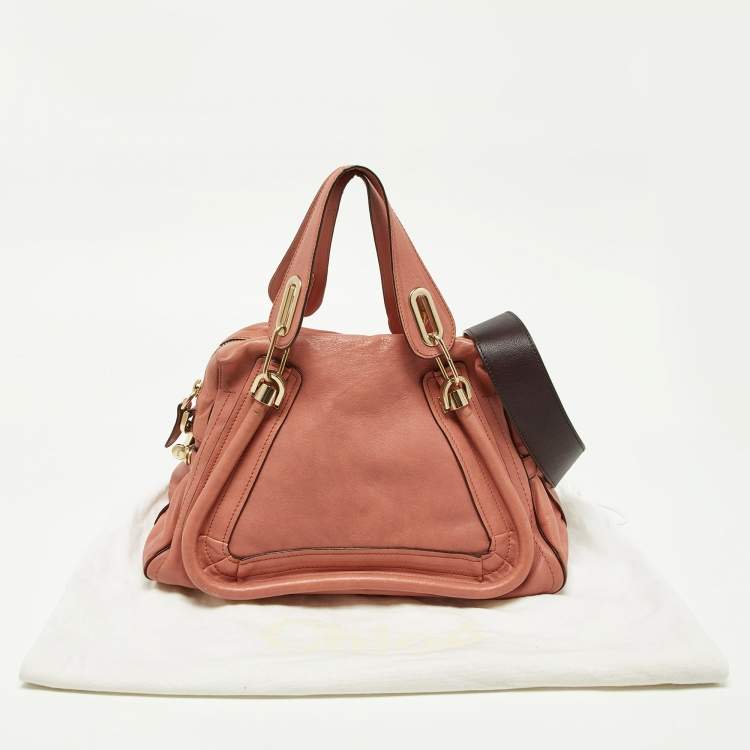 Pre Owned Chloe Peach Leather Medium Paraty Shoulder Bag