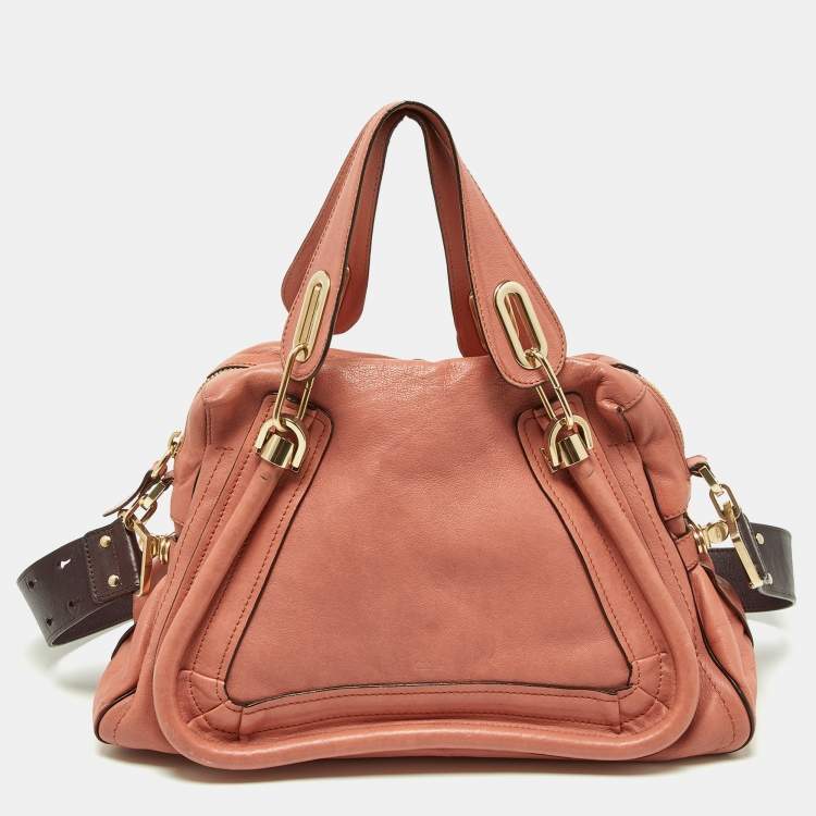 Pre Owned Chloe Peach Leather Medium Paraty Shoulder Bag