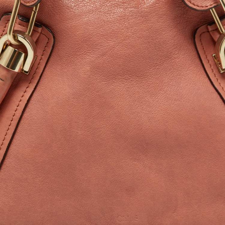 Pre Owned Chloe Peach Leather Medium Paraty Shoulder Bag