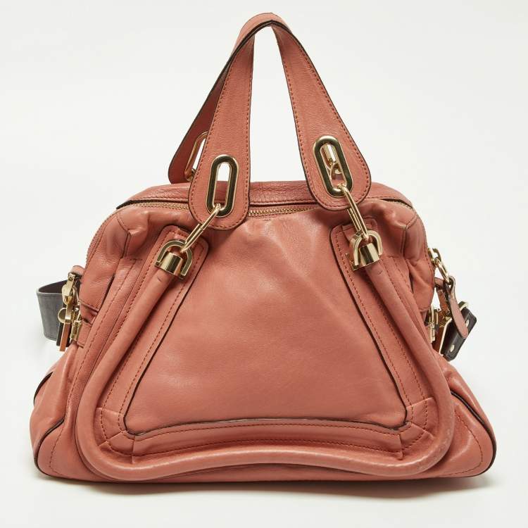 Pre Owned Chloe Peach Leather Medium Paraty Shoulder Bag
