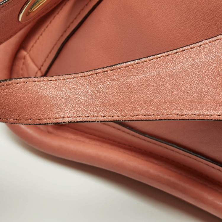 Pre Owned Chloe Peach Leather Medium Paraty Shoulder Bag