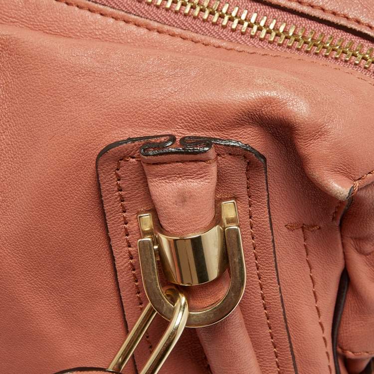 Pre Owned Chloe Peach Leather Medium Paraty Shoulder Bag