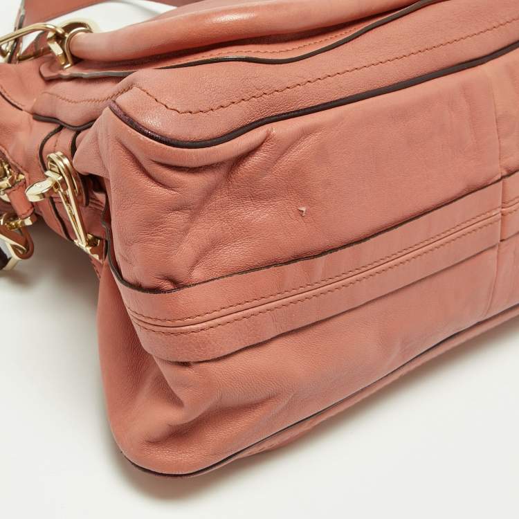 Pre Owned Chloe Peach Leather Medium Paraty Shoulder Bag
