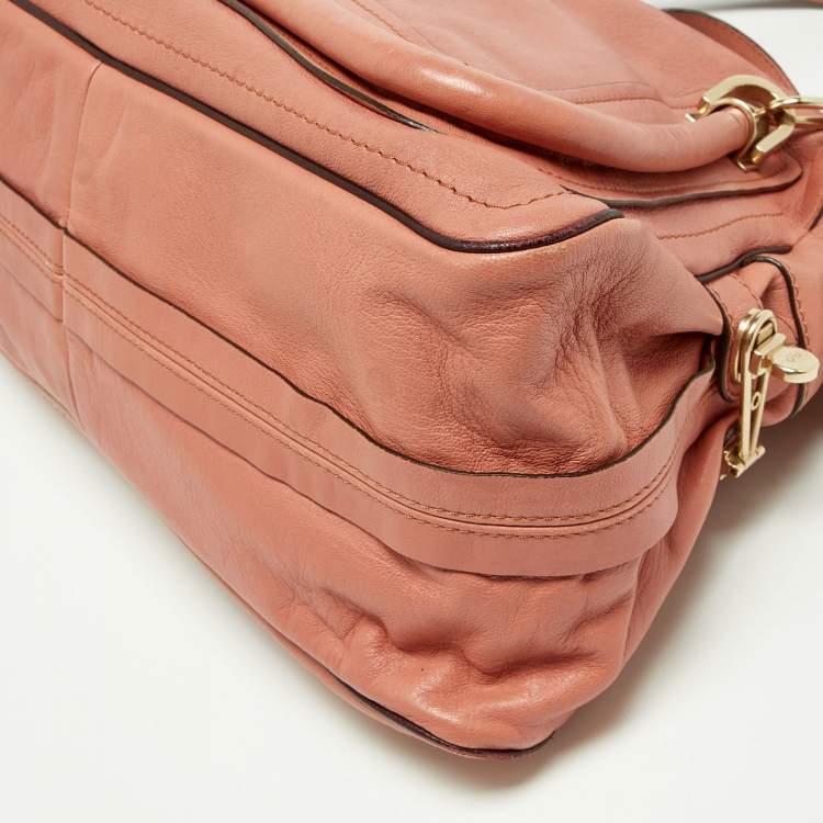 Pre Owned Chloe Peach Leather Medium Paraty Shoulder Bag