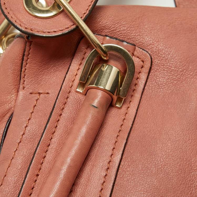 Pre Owned Chloe Peach Leather Medium Paraty Shoulder Bag