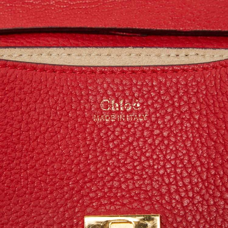 Pre Owned Chloe Red Leather Small Drew Chain Crossbody Bag