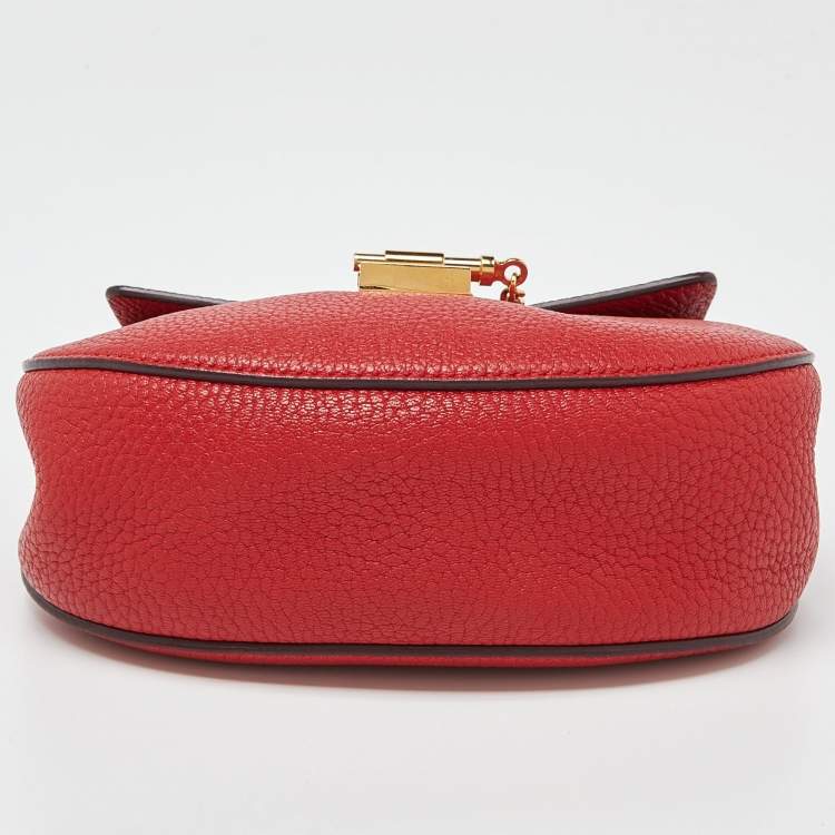 Pre Owned Chloe Red Leather Small Drew Chain Crossbody Bag