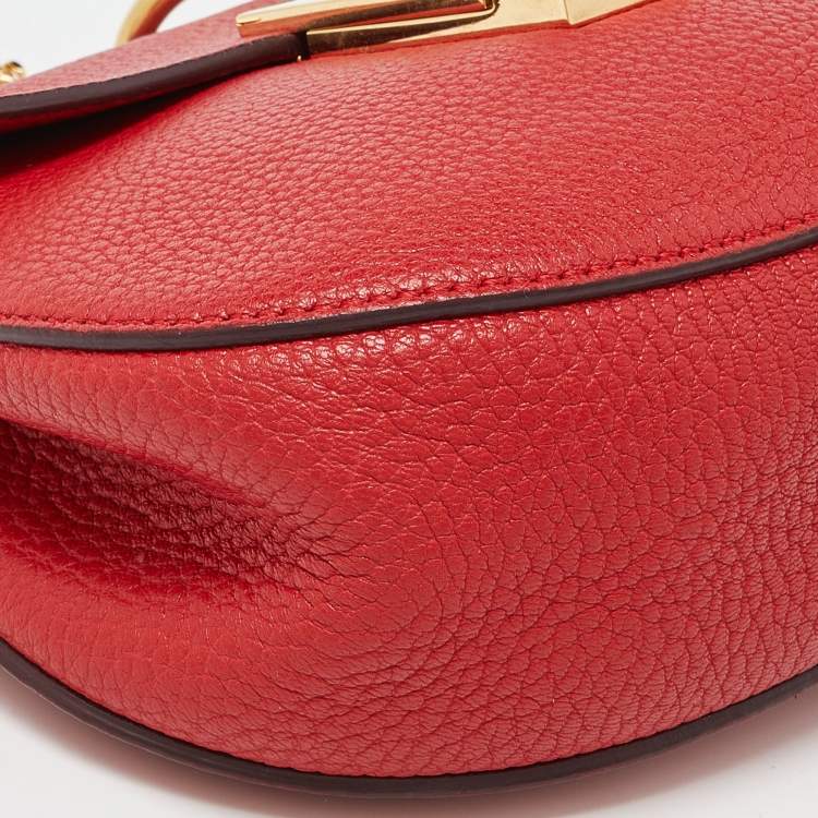 Pre Owned Chloe Red Leather Small Drew Chain Crossbody Bag