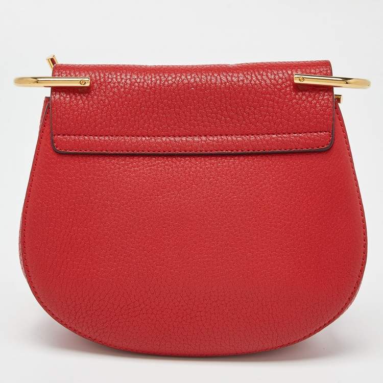 Pre Owned Chloe Red Leather Small Drew Chain Crossbody Bag